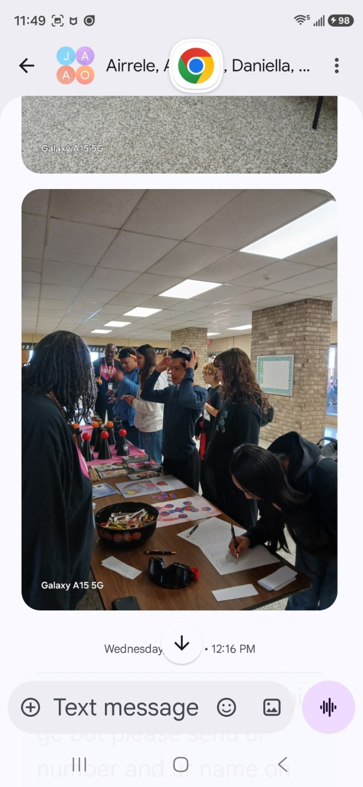 Students participating in an alcohol and drug awareness activity with simulation goggles